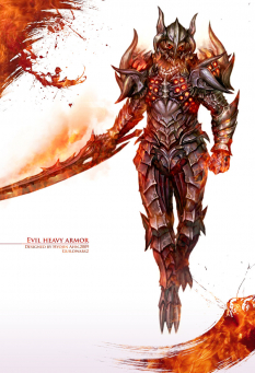 Concept art of evil heavy armor for Guild Wars 2 by Hyojin Ahn