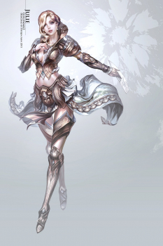 Concept art of female golden armor for Guild Wars 2 by Hyojin Ahn