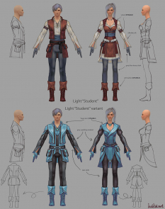 Concept art of students light armor for Guild Wars 2 by Hai Phan
