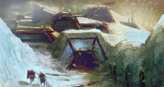 Concept art of kodan campment for Guild Wars 2 by Levi Hopkins