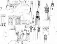 Concept art of divinity sketches for Guild Wars 2 by Matthew Barrett