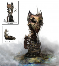 Concept art of undead tower for Guild Wars 2 by Brian Lawver