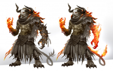 Concept art of charr shaman for Guild Wars 2 by Kekai Kotaki