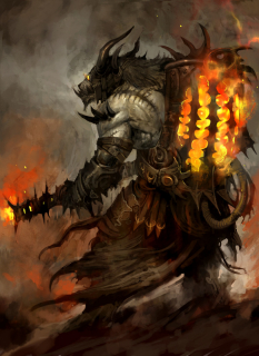 Concept art of charr flamethrower for Guild Wars 2 by Kekai Kotaki