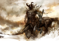 Concept art of centaur for Guild Wars 2 by Kekai Kotaki