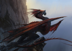 Concept art of dragon on cliff for Guild Wars 2 by Jaime Jones