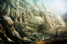 Concept art of ascalon wall for Guild Wars 2 by Daniel Dociu
