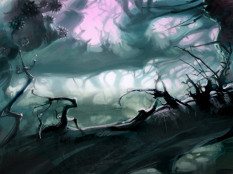 Concept art of cave thorny for Guild Wars 2 by Jamie Jang