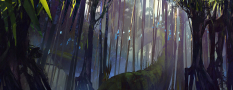 Concept art of jungle for Guild Wars 2 by Levi Hopkins