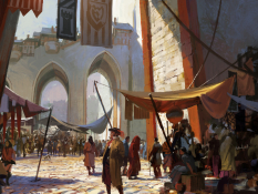 Concept art of divinity's reach streetview for Guild Wars 2 by Jaime Jones