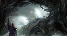 Concept art of driftwood forest for Guild Wars 2 by Levi Hopkins
