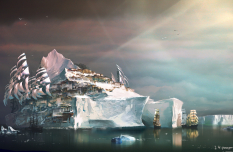 Concept art of iceberg ship for Guild Wars 2 by Daniel Dociu