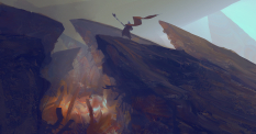 Concept art of orred ledge for Guild Wars 2 by Levi Hopkins