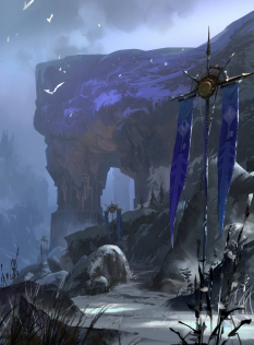 Concept art of priory path for Guild Wars 2 by Neal Hanson