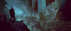 Concept art of ruined cityscape for Guild Wars 2 by Thomas Scholes