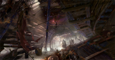 Concept art of orr ship wreckage for Guild Wars 2 by Levi Hopkins