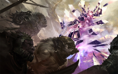 Concept art of battle scene for Guild Wars 2 by Kekai Kotaki