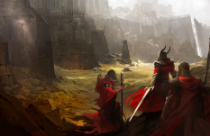 Concept art of the wall for Guild Wars 2 by Kekai Kotaki