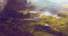 Concept art of arises aerial for Guild Wars 2 by Levi Hopkins