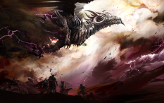 Concept art of flying dragon for Guild Wars 2 by Kekai Kotaki