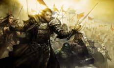 Concept art of human orrian battle for Guild Wars 2