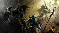Concept art of battle scene for Guild Wars 2 by Richard Anderson