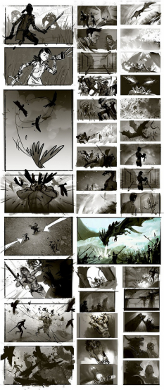Concept art of storyboard for Guild Wars 2 by HORiA DOCiU
