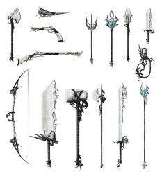 Concept art of shining blade weapons for Guild Wars 2 by Nadine McKee