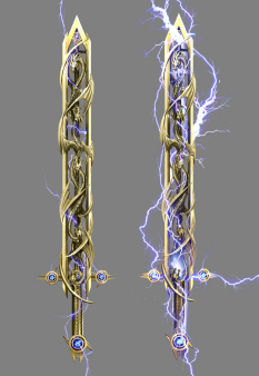 Concept art of swords for Guild Wars 2 by Kekai Kotaki