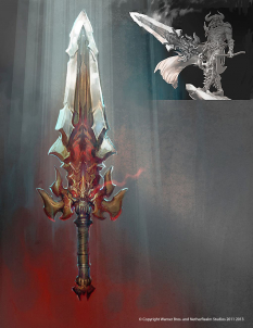 Concept art of Ares' Sword Injustice: Gods Among Us by Justin Murray