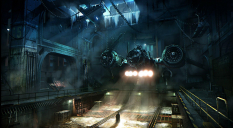 Concept art of a hangar from Batman: Arkham Origins