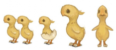 Concept art of Baby Chocobos from Final Fantasy XIV: A Realm Reborn