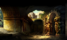 Concept art of a labyrinth entrance from Dragon's Crown