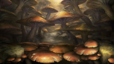 Concept art of a mushrooms from Dragon's Crown