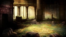 Concept art of a ruined pillars from Dragon's Crown