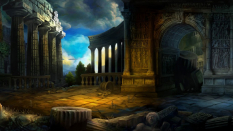 Concept art of a ruins from Dragon's Crown
