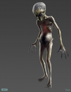 Concept art of a sectoid from XCOM: Enemy Unknown