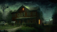 Concept art of an abandoned house from XCOM: Enemy Unknown