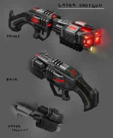 Concept art of a laser shotgun from XCOM: Enemy Unknown