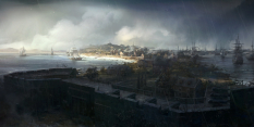 Boston Rain - concept art from Assassin's Creed III by William Wu