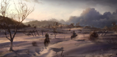 Riding Through a Snowfield - concept art from Assassin's Creed III