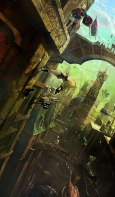 Environment Concept - concept art from Gravity Rush by Takeshi Oga