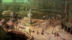 City Plaza - concept art from Gravity Rush by Takeshi Oga