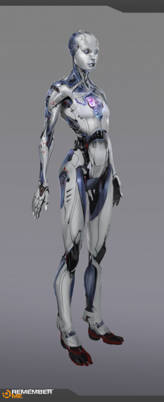 Concept art of an android valet from Remember me by Frederic Augis