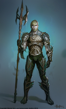Concept art of Aquaman from Injustice: Gods Among Us by Hunter Schulz
