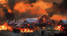 Burning village from The Witcher 3: Wild Hunt