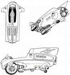 Concept art of jetbike designs from Chrono Trigger by Akira Toriyama