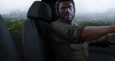 Concept art of Joel in the car from The Last of Us by Aaron Limonick