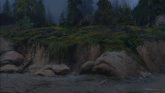 Concept art of a low cliff from The Last of Us by Aaron Limonick
