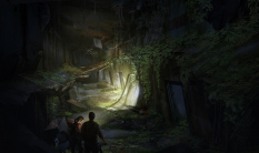 Concept art of a hallway from The Last of Us by John Sweeney